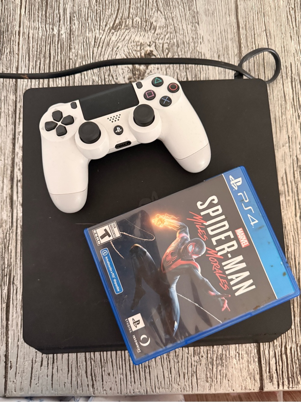 Sony PlayStation PS4 Slim Console Bundle with White DualShock Controller